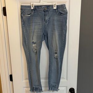 YMI Blue Ankle Cropped Distressed Jeans